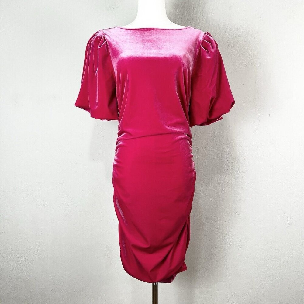 Scotch & Soda Hot Pink Velvet Mini Dress